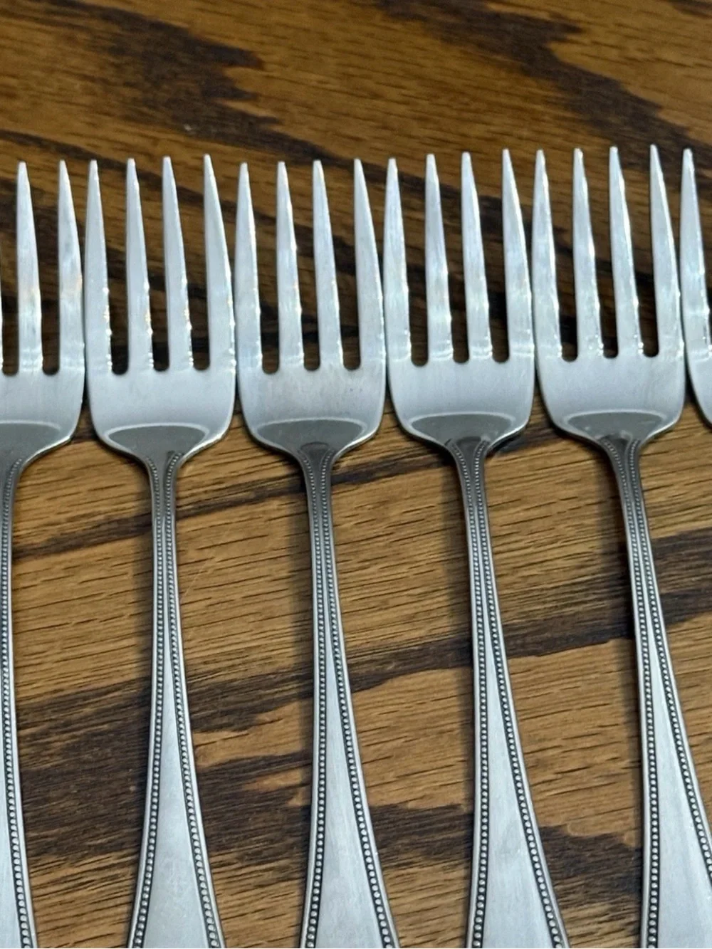 Oneida NEEDLEPOINT Beaded Artistry 6 Salad Forks 6 1/8 Stainless Flatware